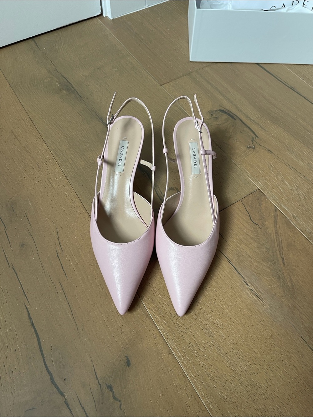 Casadei Pink Pointed Slingback Pumps